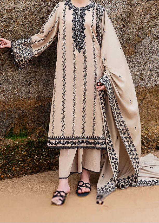 Grace W936-Embroidered 3pc Marina Dress With Printed Shawl.