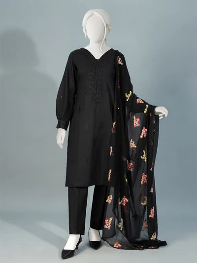 Grace W190-Embroidered 3pc marina dress with Embroidered chiffon dupatta.