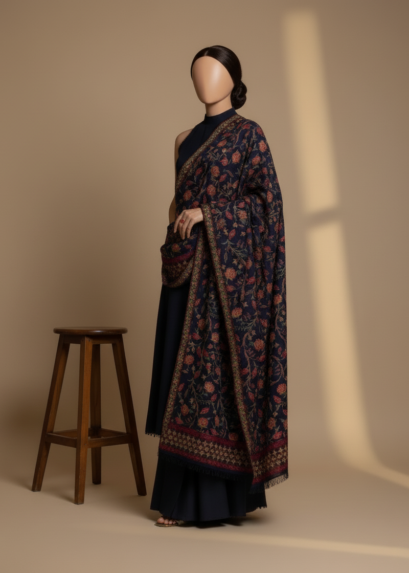 SARINNAH PREMIUM D45-FORMAL HEAVY EMBROIDED KARANDI SHAWL.