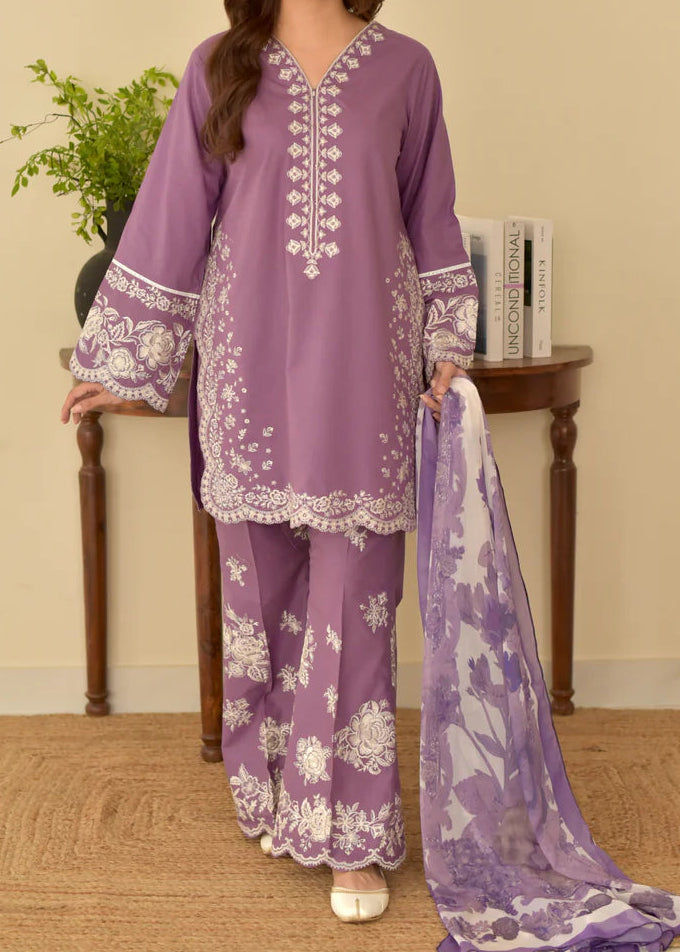 Grace S1396 - Embroidered 3pc Lawn Dress With Printed Chiffon Dupatta.