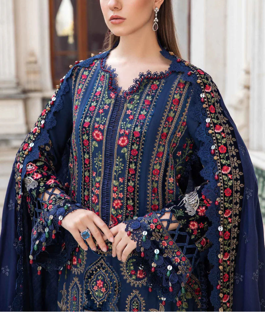 Grace W615-Embroidered 3pc Marina Dress With Embroidered Shawl.