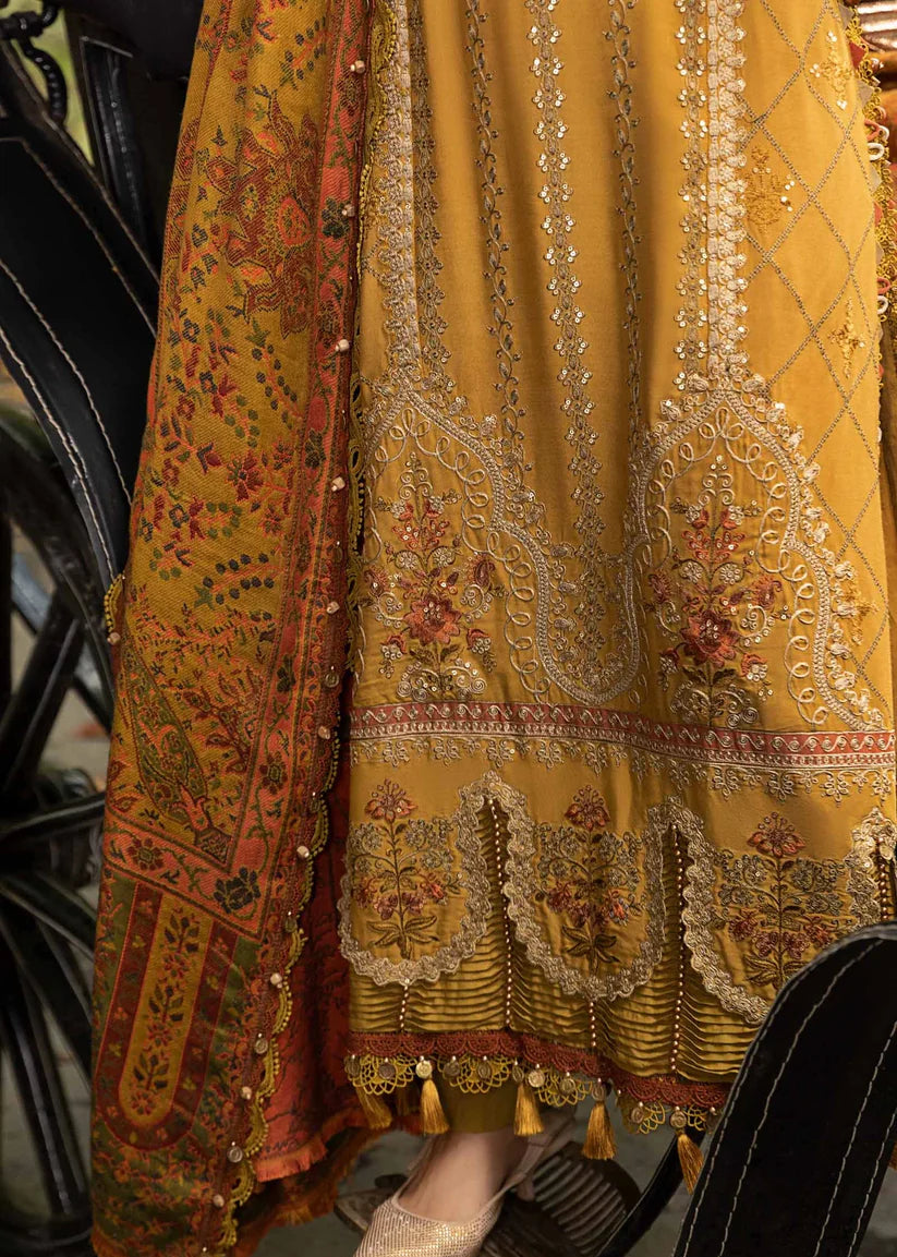 Grace Z-(W857) - Stitched Embroidered 3pc Marina Dress With Printed Shawl.