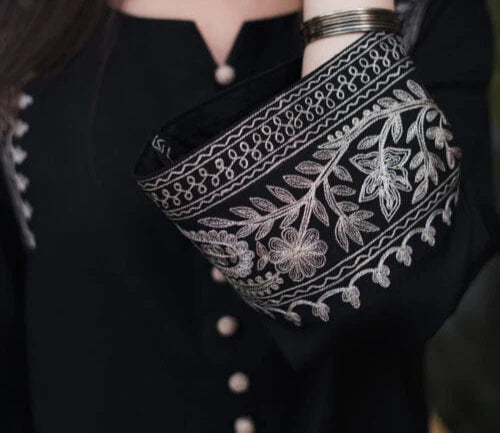 Grace Z-(W679) - Stitched Embroidered 2pc Linen dress