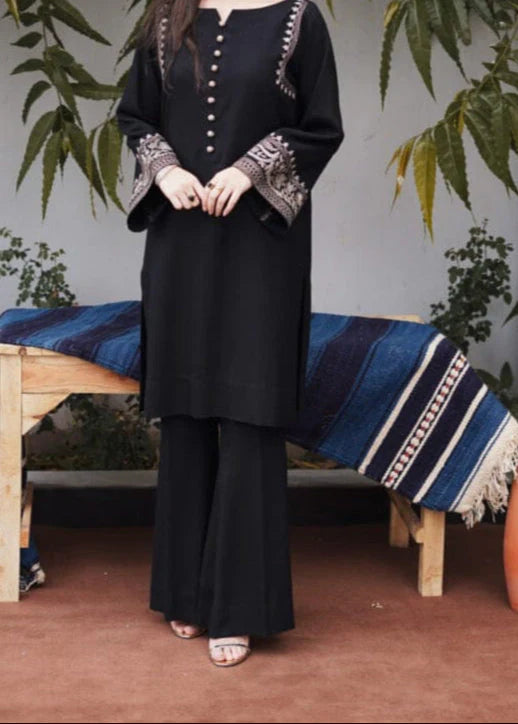 Grace Z-(W679) - Stitched Embroidered 2pc Linen dress