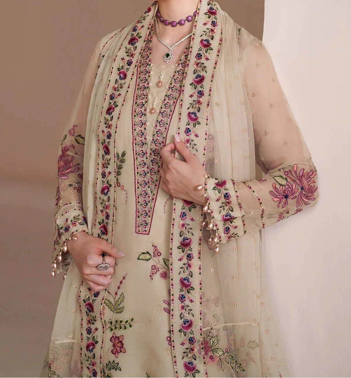 Grace Z-(S1441) - Stitched Embroidered 3pc Lawn Dress With Printed Lawn Dupatta.