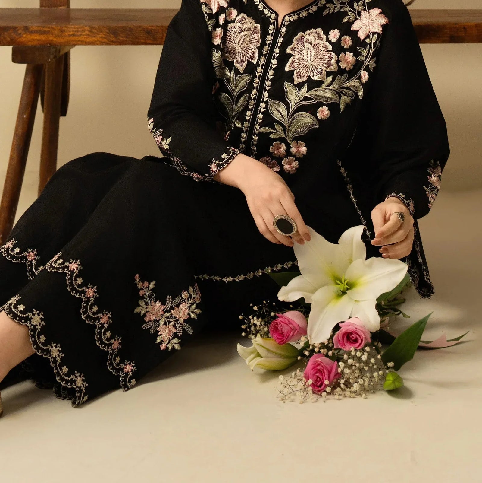 Grace Z-(S1292) - Stitched Embroidered 2pc Lawn Dress.