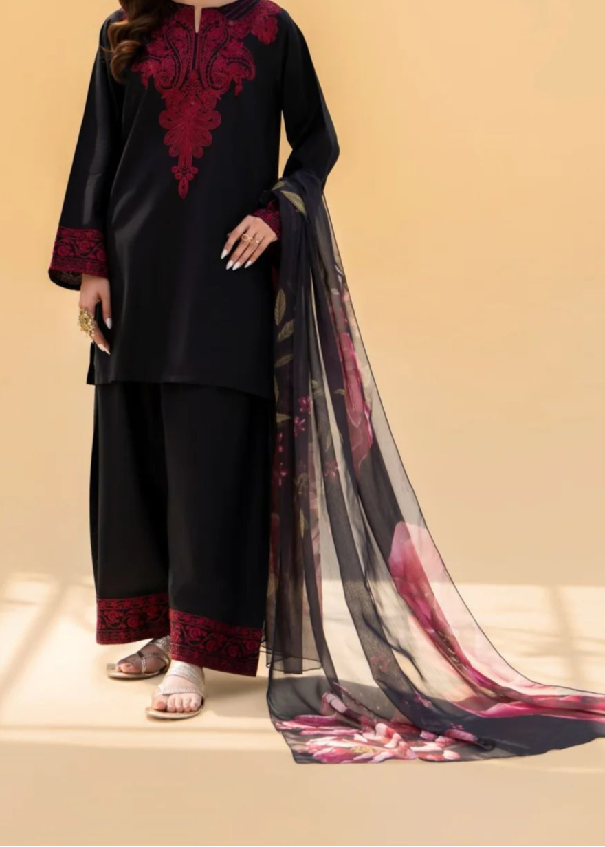 Grace S1285-Embroidered 3pc Lawn Dress With Printed Munar Dupatta.