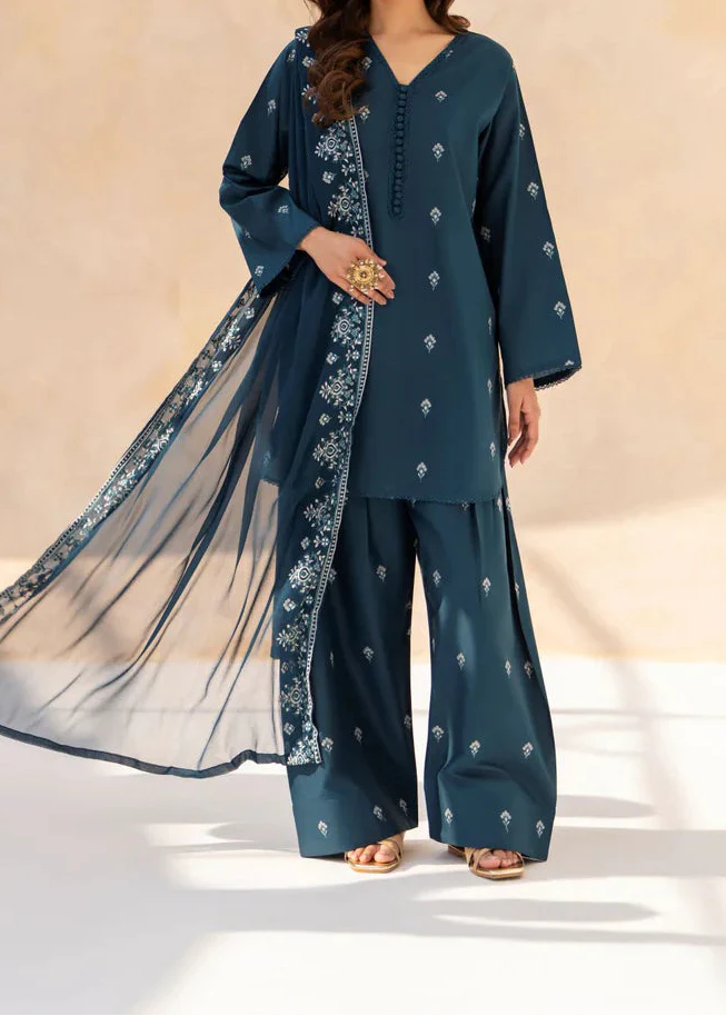 Grace Z-(S1434) - Stitched Embroidered 3pc Lawn Dress With Embroidered Chiffon Dupatta.