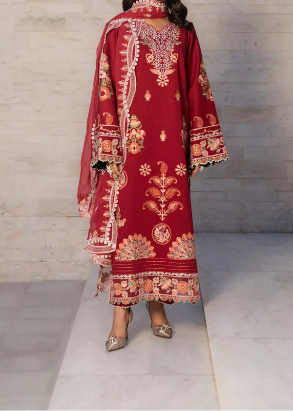 MISK 01 - Embroidered 3pc Lawn Dress With Embroidered Chiffon Dupatta.