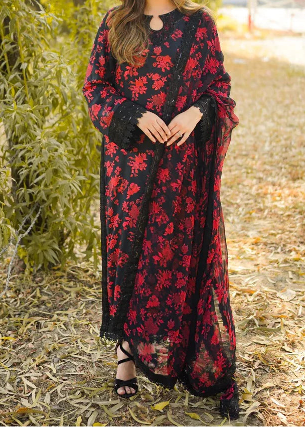 Grace S1298 - Printed & Embroidered 3pc Lawn Dress With Embroidered Chiffon Dupatta.