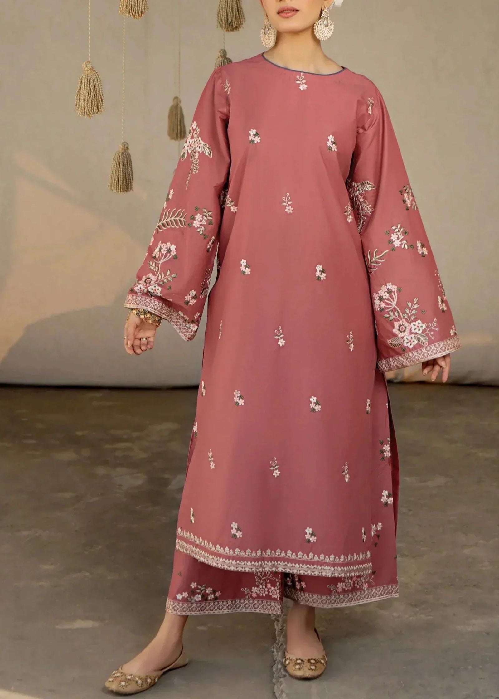 Grace Z-(S1130)- Stitched Embroidered 2PC Lawn dress.