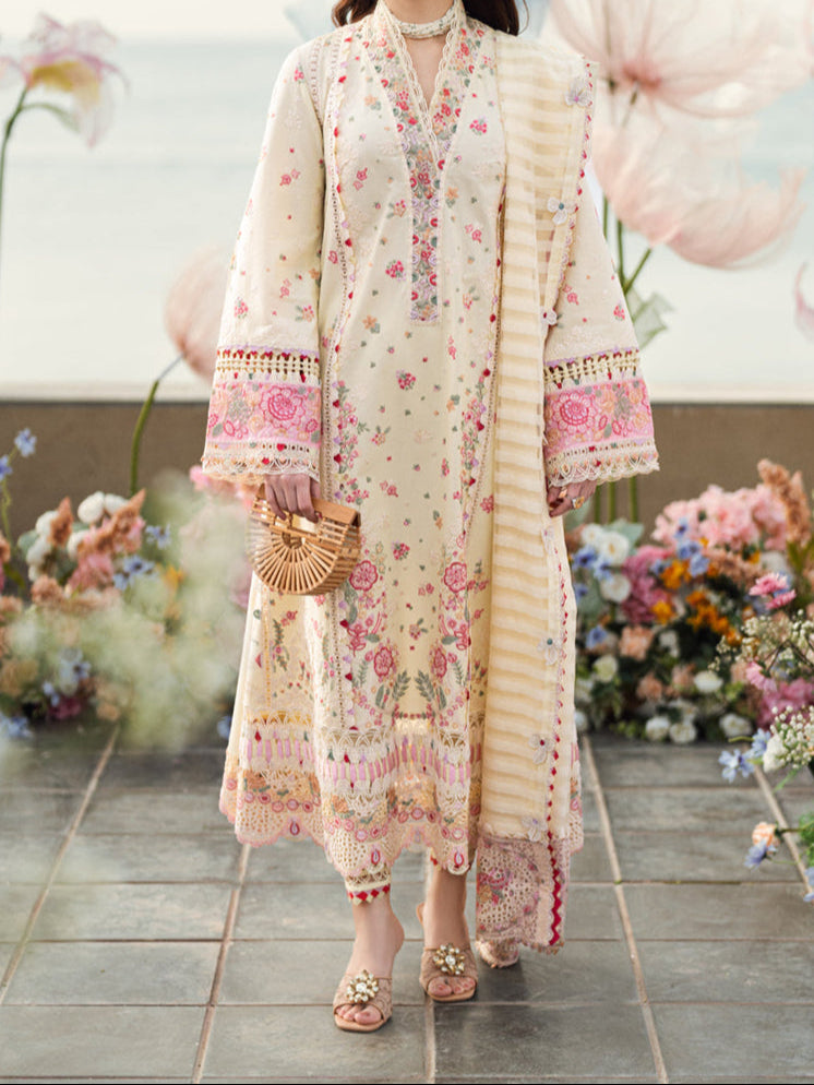 Grace S1242-Embroidered 3pc Lawn Dress With Embroidered Munar Dupatta.
