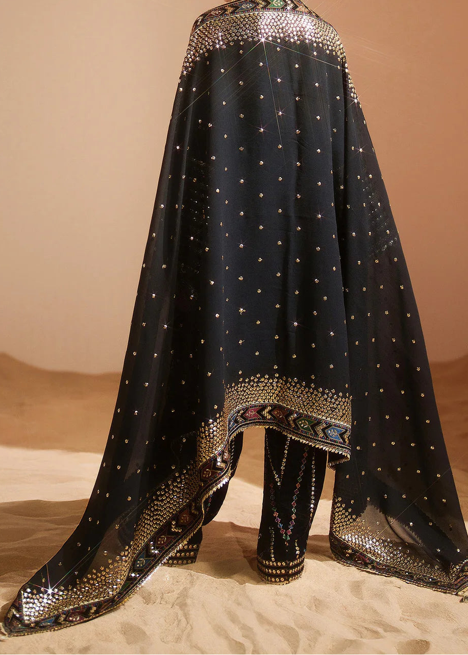 Grace W993-Embroidered Sequence 3pc Velvet Dress Dress With Embroidered Sequence Chiffon Dupatta.