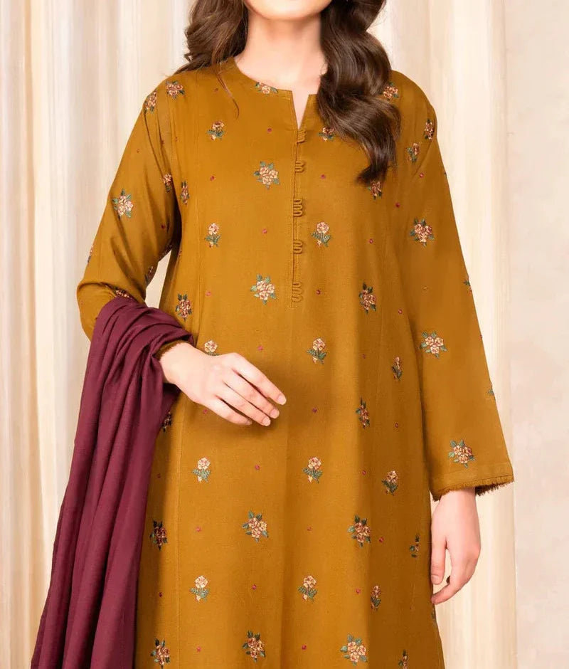 Grace Z-(W553)- Stitched Embroidered 3PC Marina Dress With Embroidered Marina Shawl.