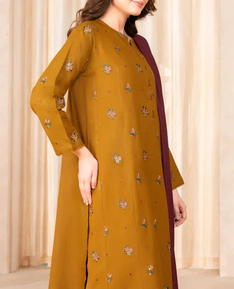 Grace Z-(W553)- Stitched Embroidered 3PC Marina Dress With Embroidered Marina Shawl.