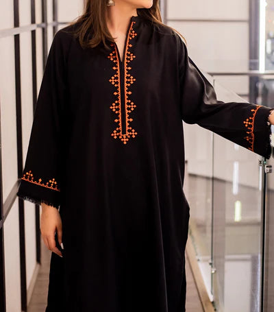 plain khaddar dress design Grace W318-Embroidered 2pc khaddar dress