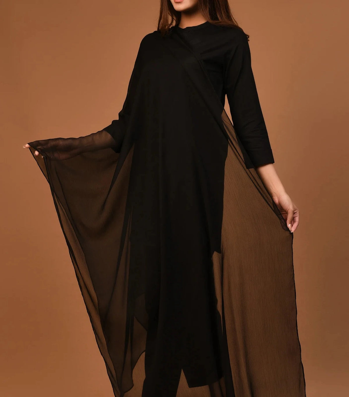 Grace S785-Dyed black chiffon dupatta