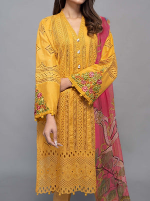 Grace S500-Embroidered 3pc lawn chickan dress with printed silk dupatta.