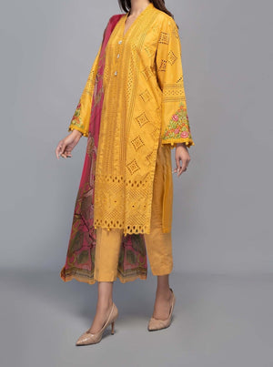 Grace S500-Embroidered 3pc lawn chickan dress with printed silk dupatta.