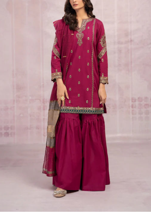 Grace S841-Embroidered 3PC Dress Lawn with Printed Munar Dupatta.