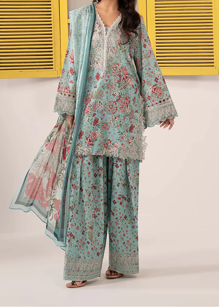 Grace S1367 - Printed &amp; Embroidered 3pc Lawn Dress With Embroidered Sequence Chiffon Dupatta.