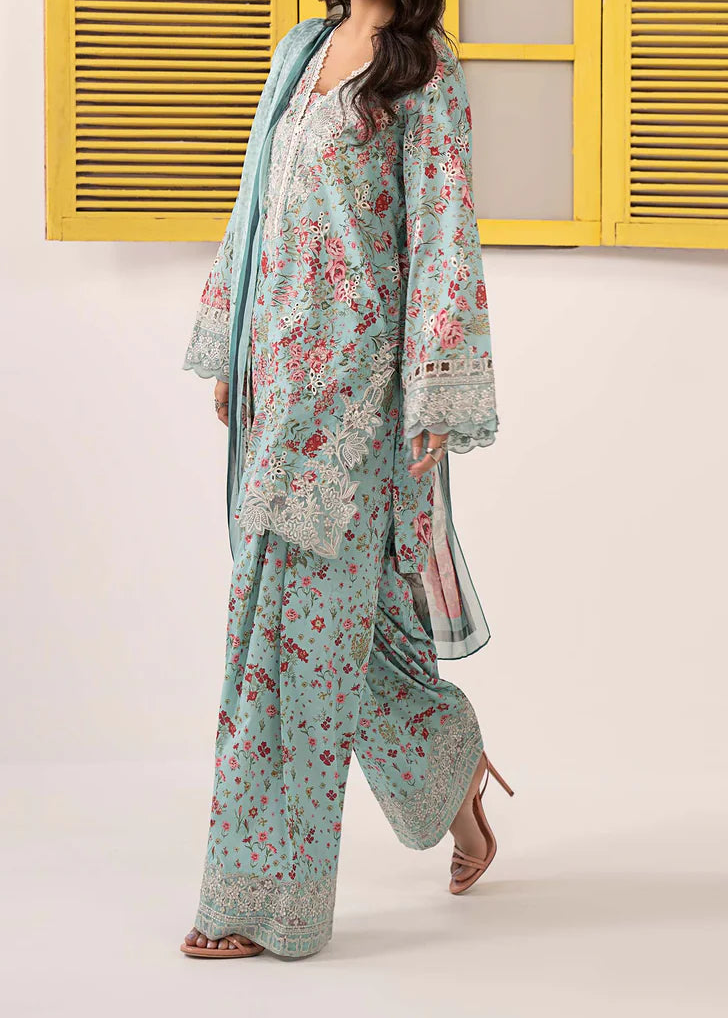 Grace S1367 - Printed & Embroidered 3pc Lawn Dress With Embroidered Sequence Chiffon Dupatta.