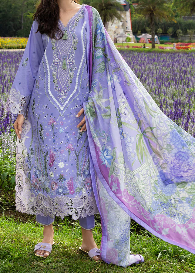 Grace S1405 - Embroidered 3pc Chikankari Lawn Dress With Printed Voile Dupatta.