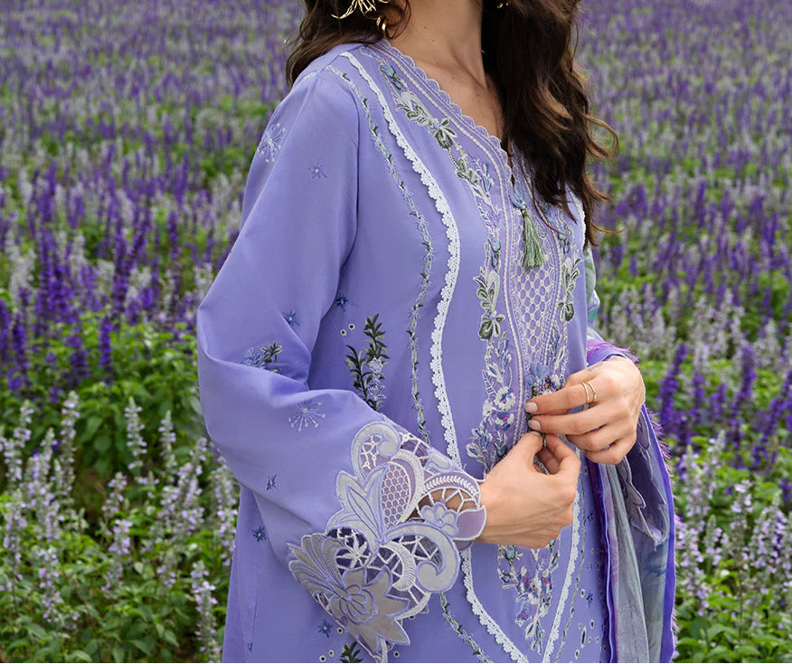 Grace S1405 - Embroidered 3pc Chikankari Lawn Dress With Printed Voile Dupatta.