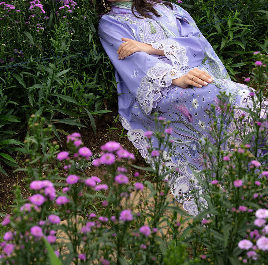 Grace S1405 - Embroidered 3pc Chikankari Lawn Dress With Printed Voile Dupatta.