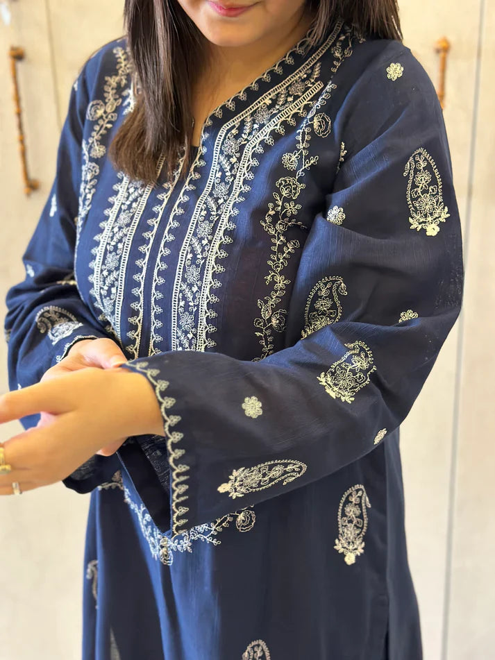 Grace Z-(W473)- Stitched Embroidered 2Pc Marina Dress.