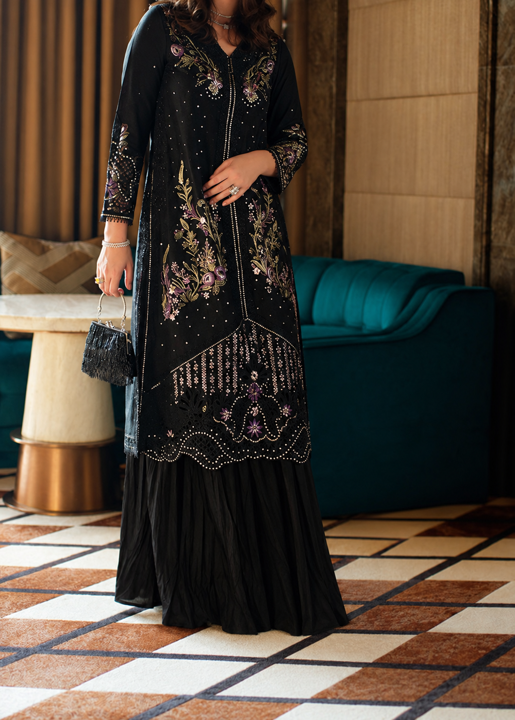 Grace S1637-Embroidered Sequence 2pc CUTWORK Lawn Dress