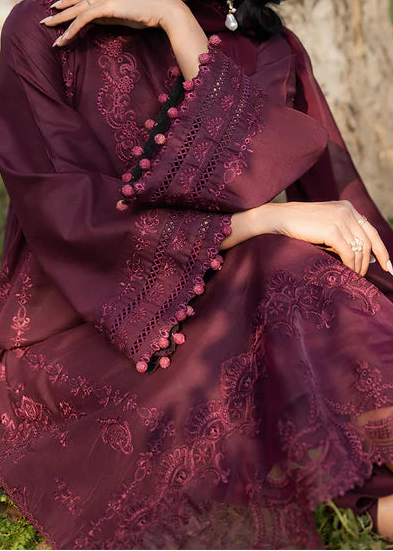 Grace W985-Embroidered 3pc Marina Dress With Embroidered Chiffon Dupatta.