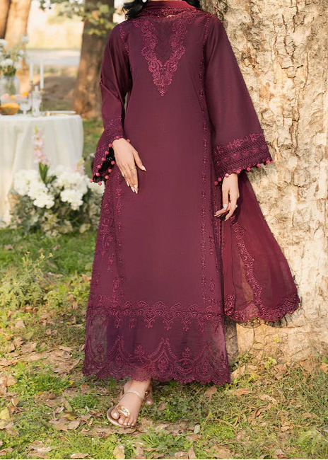 Grace W985-Embroidered 3pc Marina Dress With Embroidered Chiffon Dupatta.