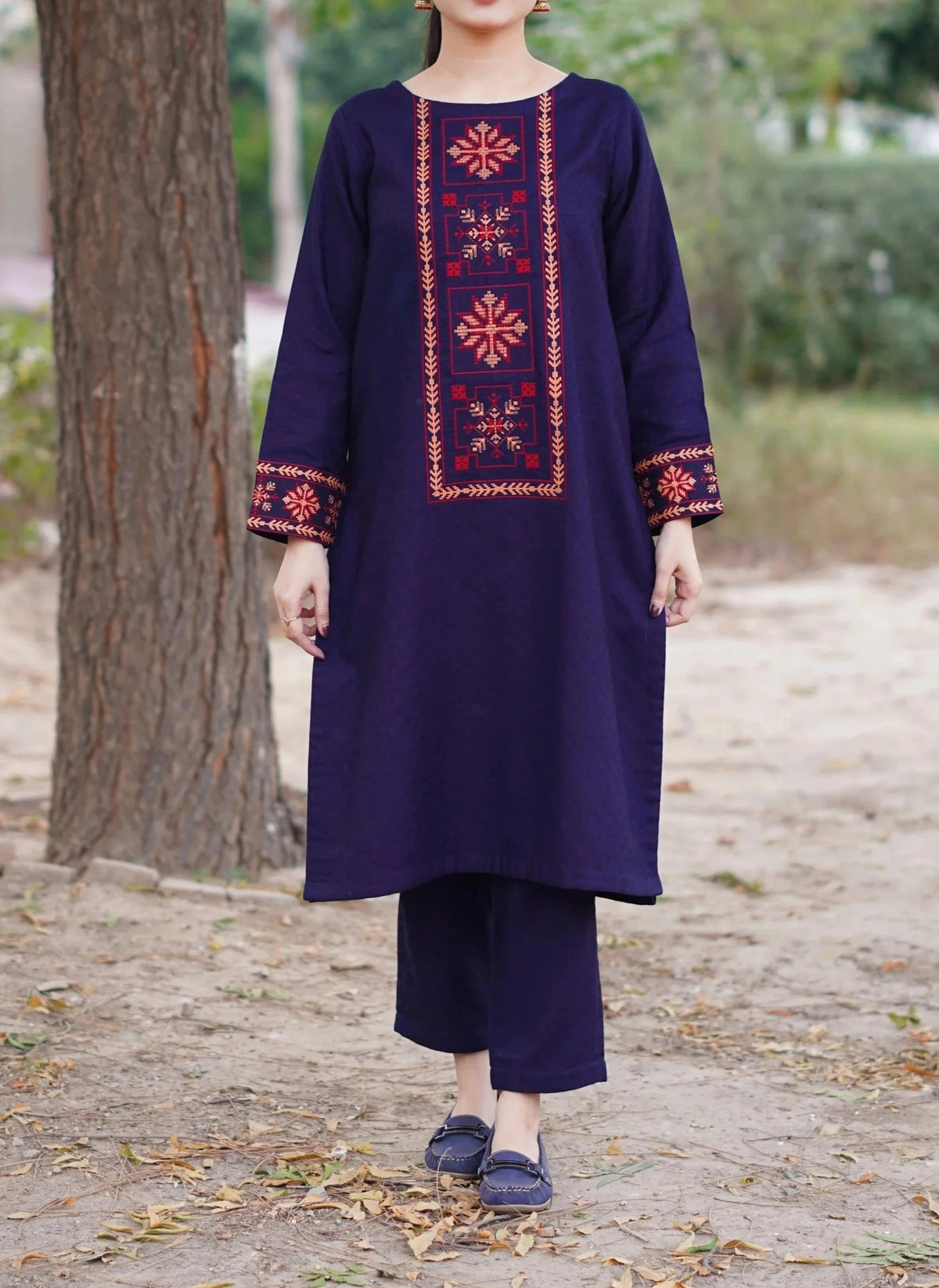 Grace W457-Embroidered 2pc khaddar dress