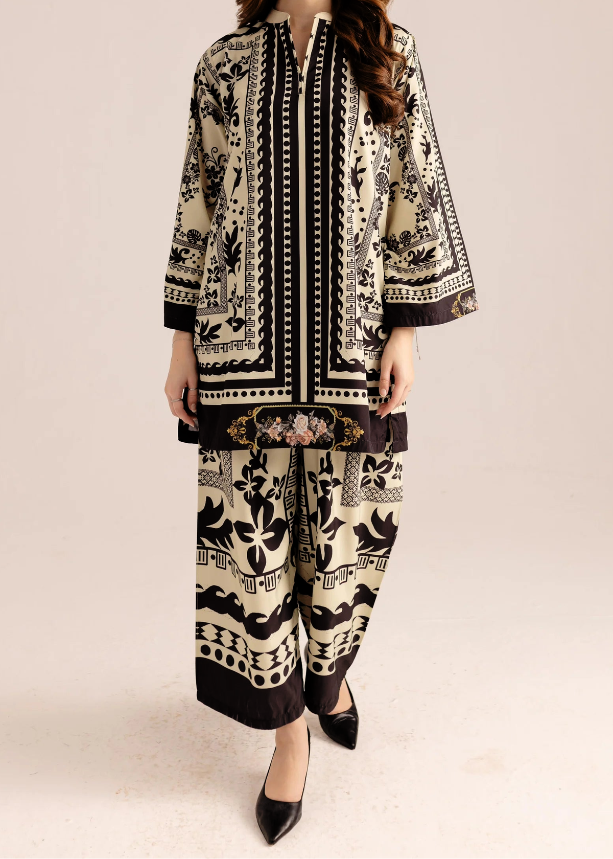 Grace W925 - Digital Printed 2pc Silk Dress.