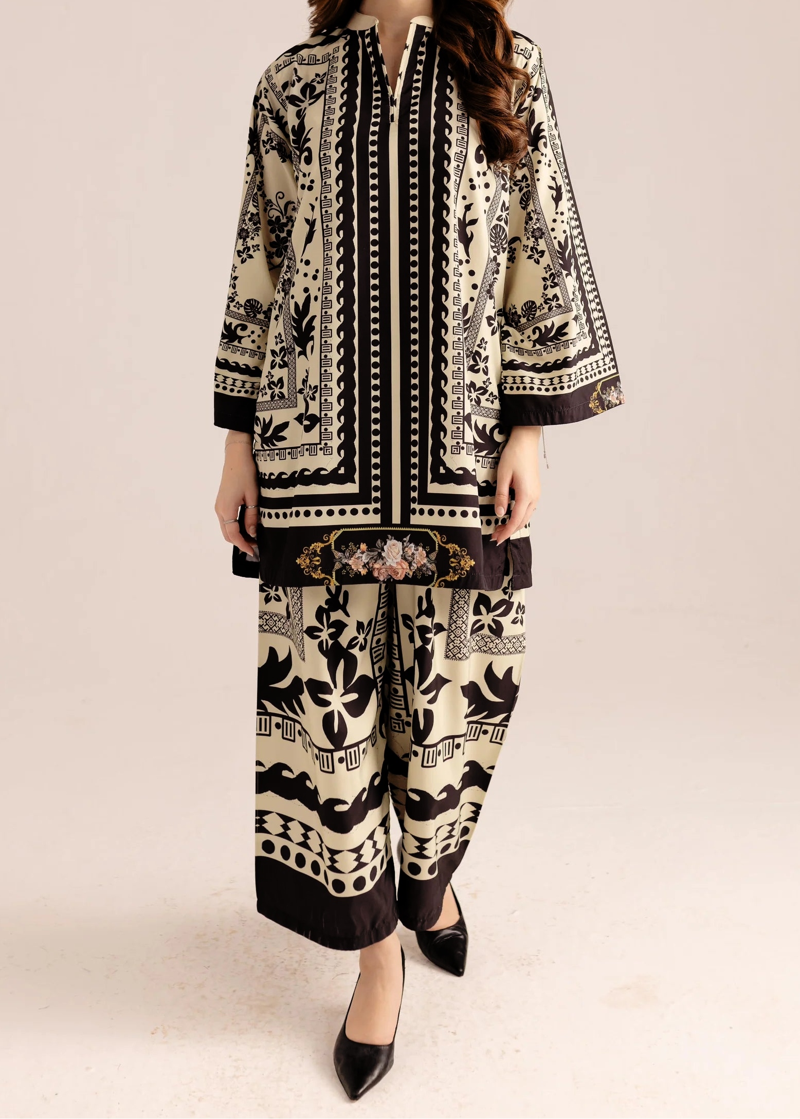 Grace W925 - Digital Printed 2pc Silk Dress.