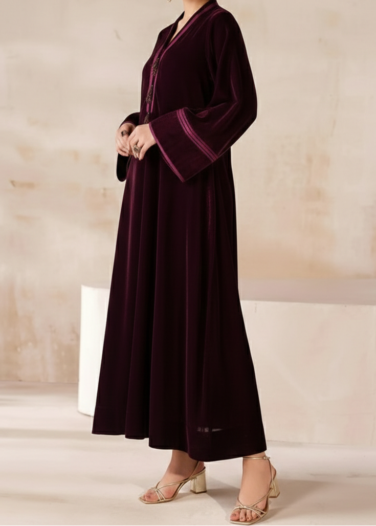 C-S 045- STITCHED 2PC VELVET CO-ORD SET.