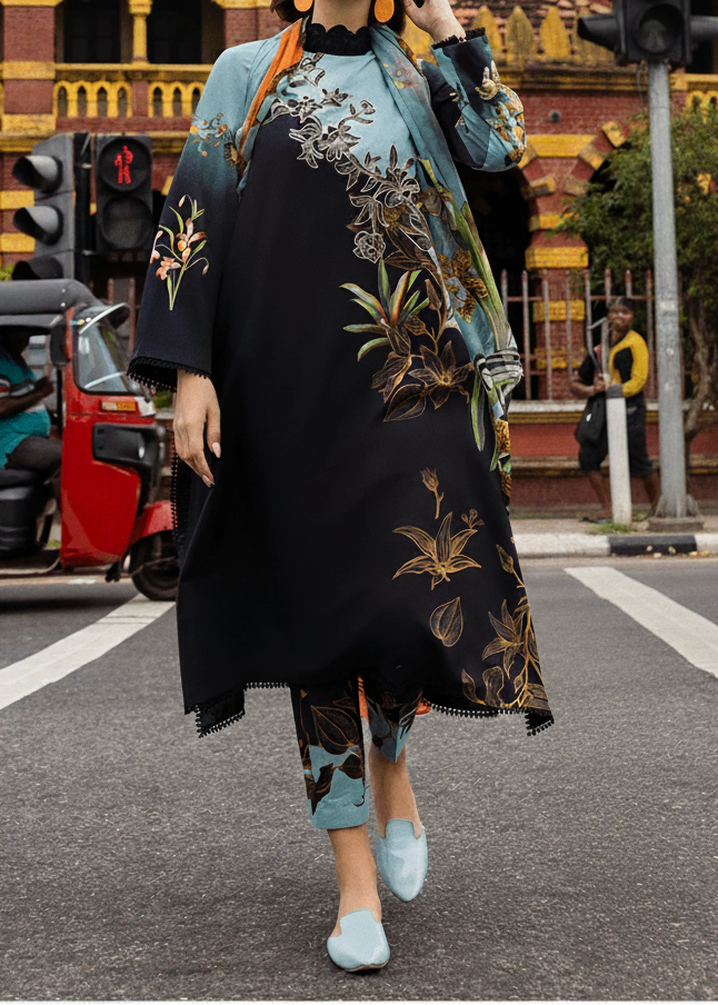 Grace W810 - Digital Printed 3pc Karandi Dress With Digital Printed Karandi Shawl.