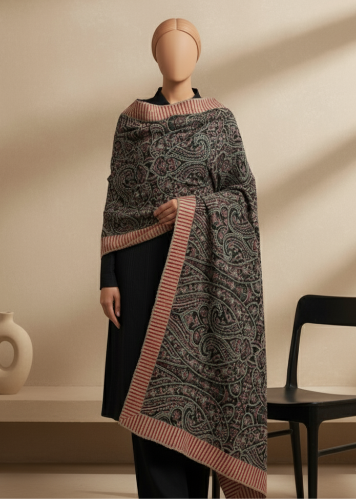 Sarinnah Premium D54-Luxury Formal Heavy Embroidered Karandi Shawl.