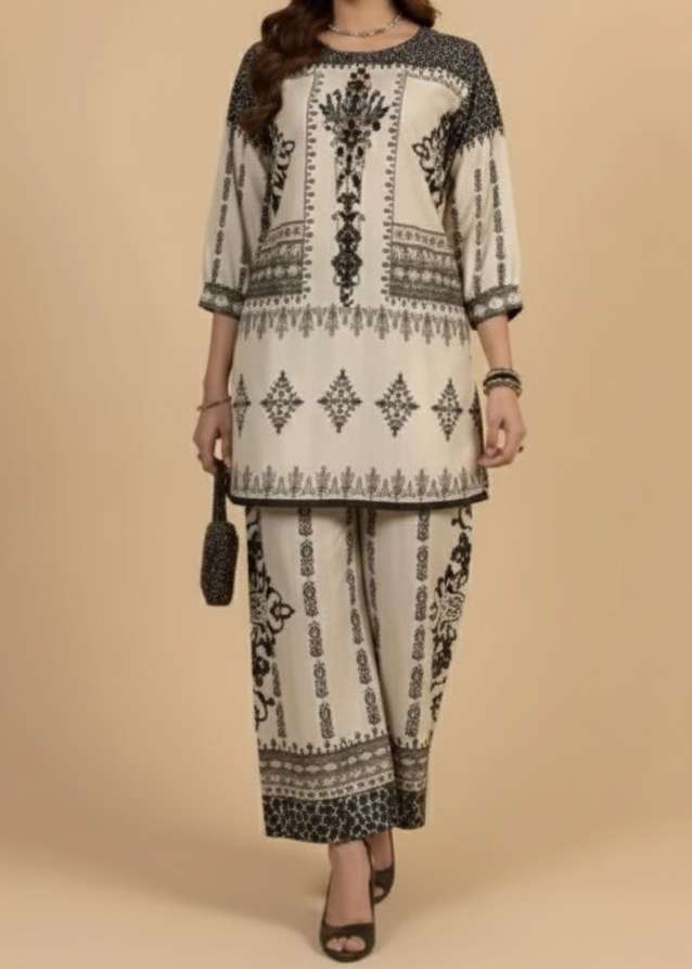 Grace W968- Digital Printed 2pc Karandi Dress.