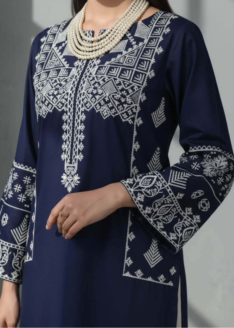 Grace W501-Embroidered 2Pc marina Dress.