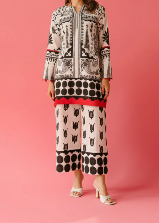 Grace W968- Digital Printed 2pc Karandi Dress.