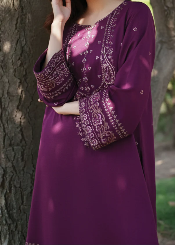 Grace Z-(W892) - Stitched Embroidered 2pc Marina Dress.