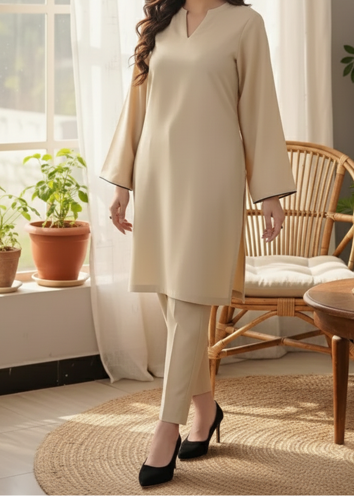 C-S 034- STITCHED 2PC DHANAK CO-ORD SET.