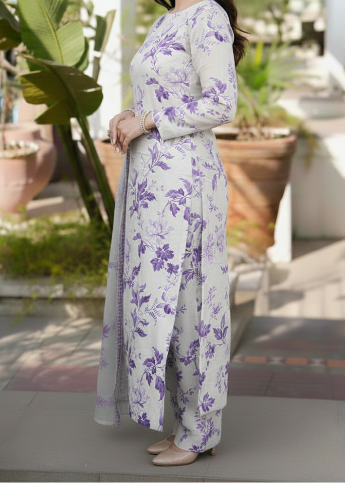 Grace W927 - Digital Printed 3pc Silk Dress With Digital Printed Silk Dupatta.