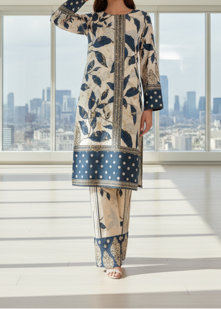 Grace W968- Digital Printed 2pc Karandi Dress.