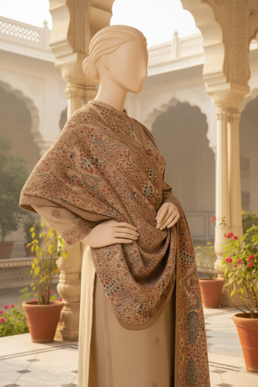Sarinnah Premium D44-Luxury Formal Heavy Embroidered Karandi Shawl.