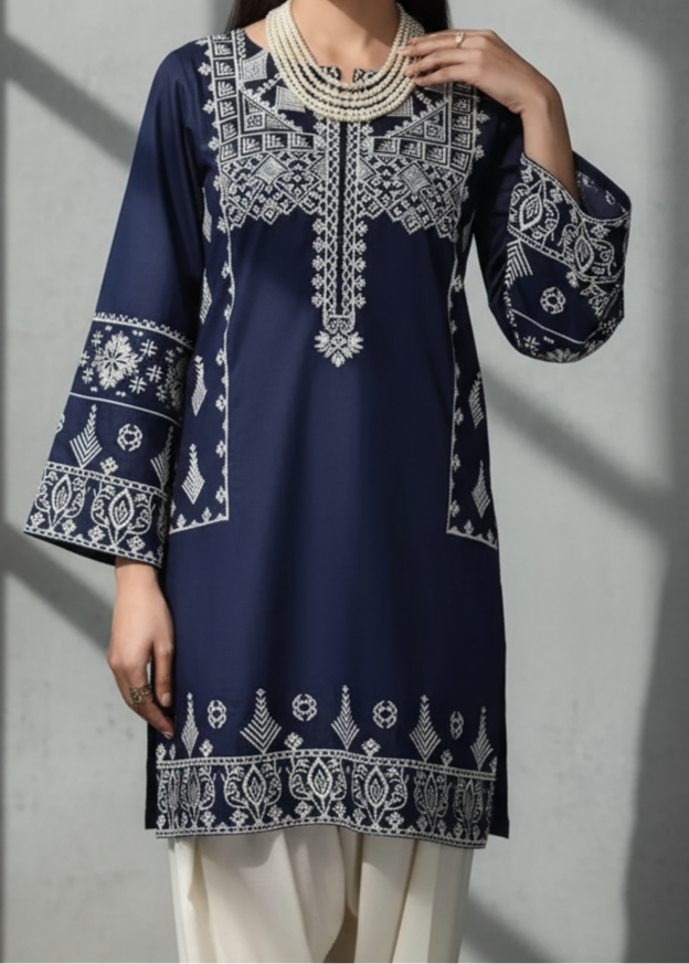 Grace W501-Embroidered 2Pc marina Dress.