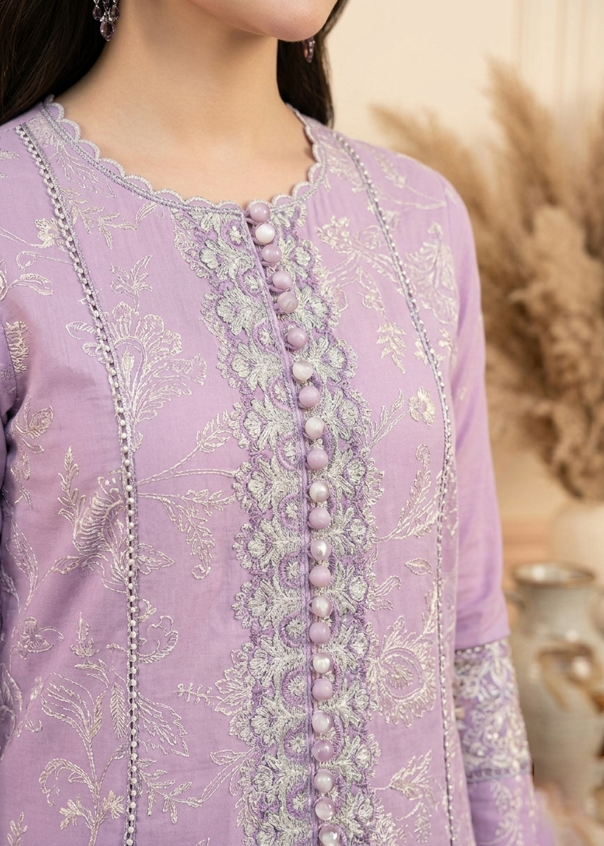 Grace S1163-Embroidered 3pc Lawn Dress With Printed Munar Dupatta.