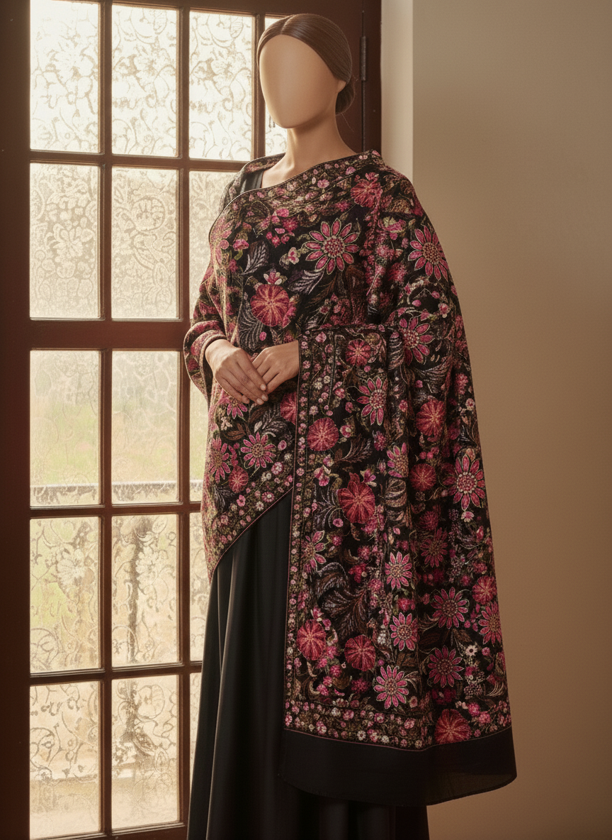 SARINNAH PREMIUM D96-FORMAL HEAVY EMBROIDERED KARANDI SHAWL.